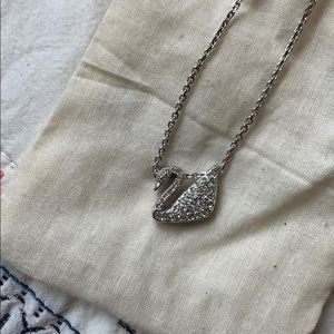 Swarovski Swan Pendant Necklace - Silver